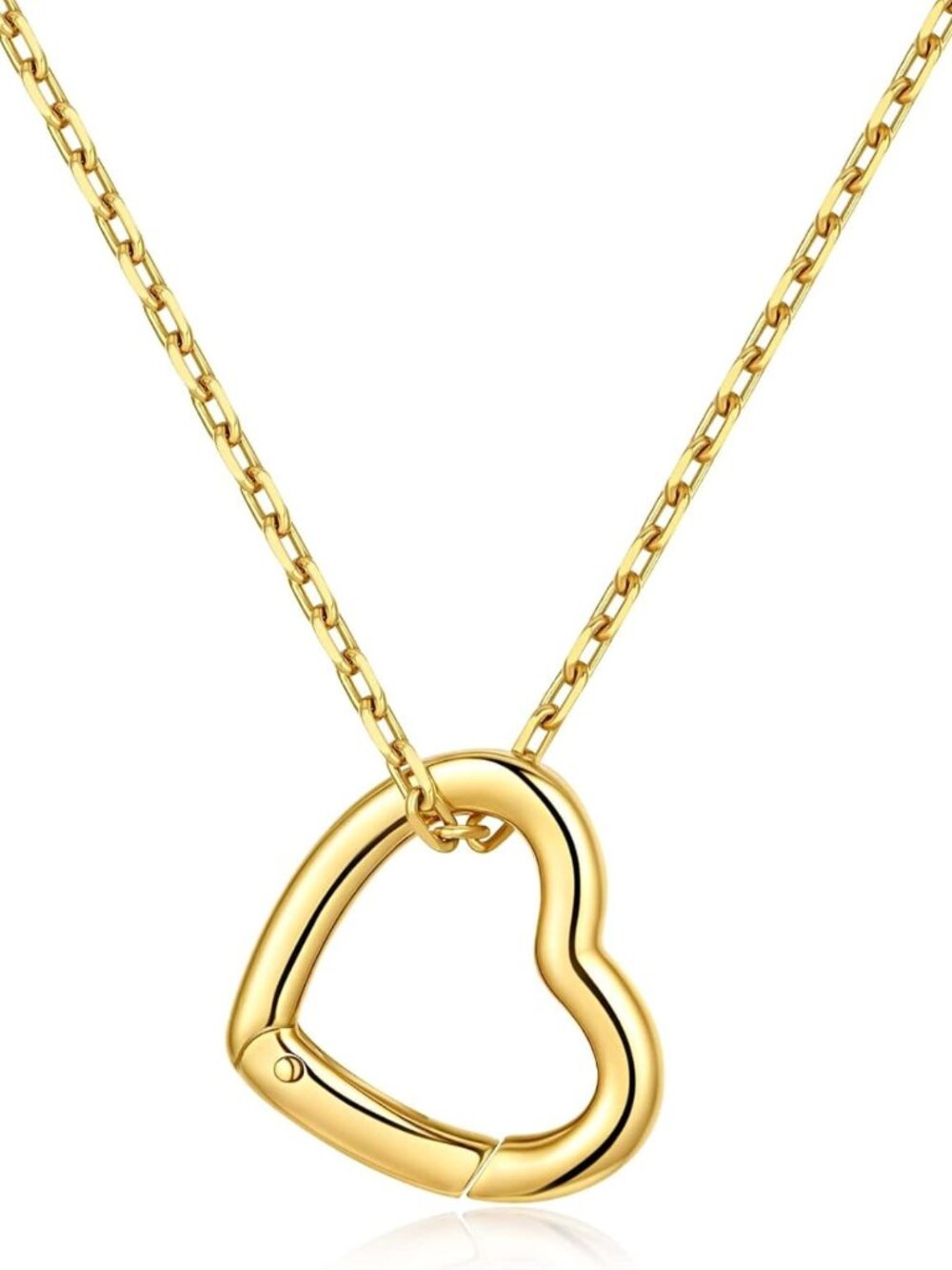 Stainless Steel Heart Pendant Ring Holder Necklace for Women - 18” Jewelry